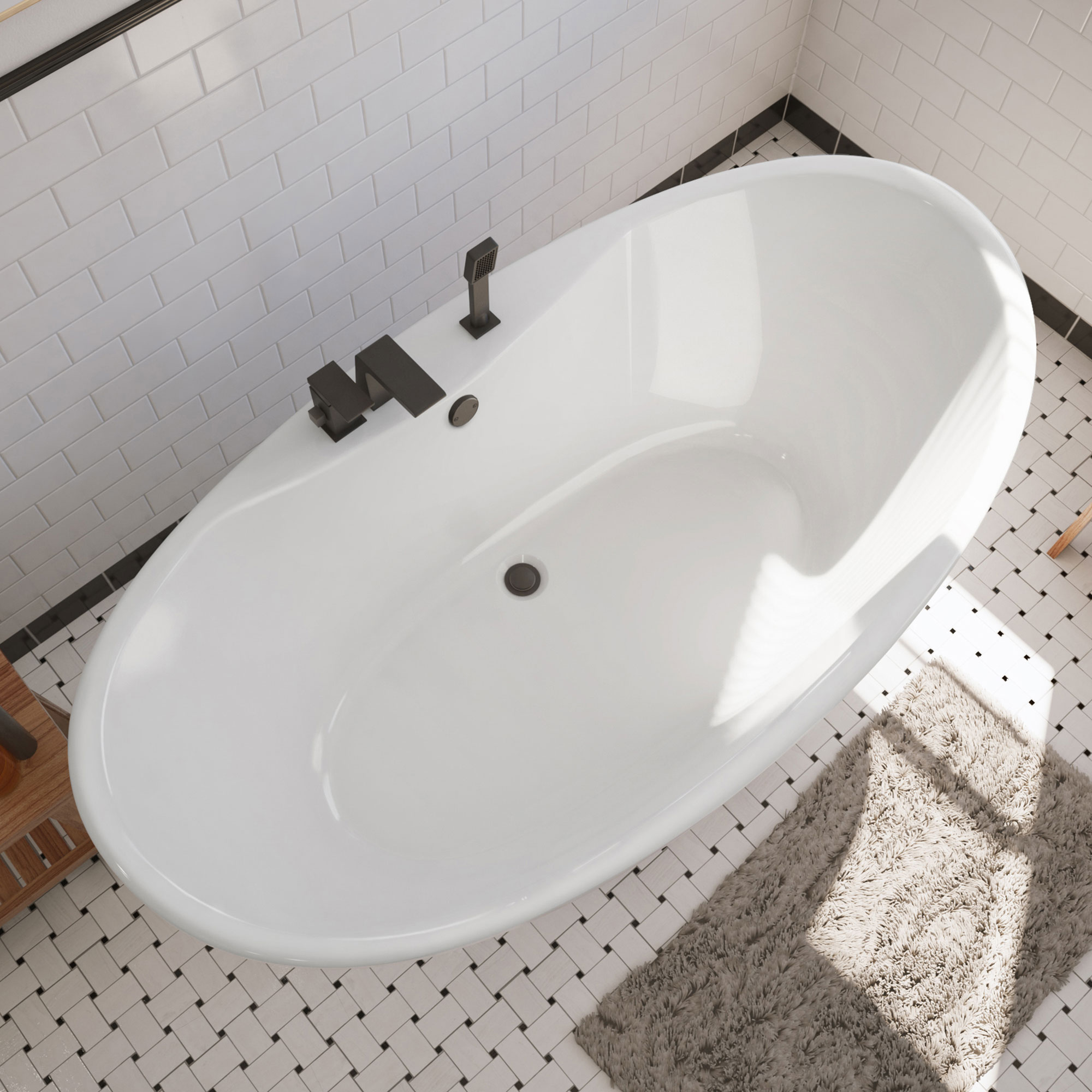 DreamLine Caspian 66 in. W x 36 in. D Acrylic Freestanding Bathtub in White