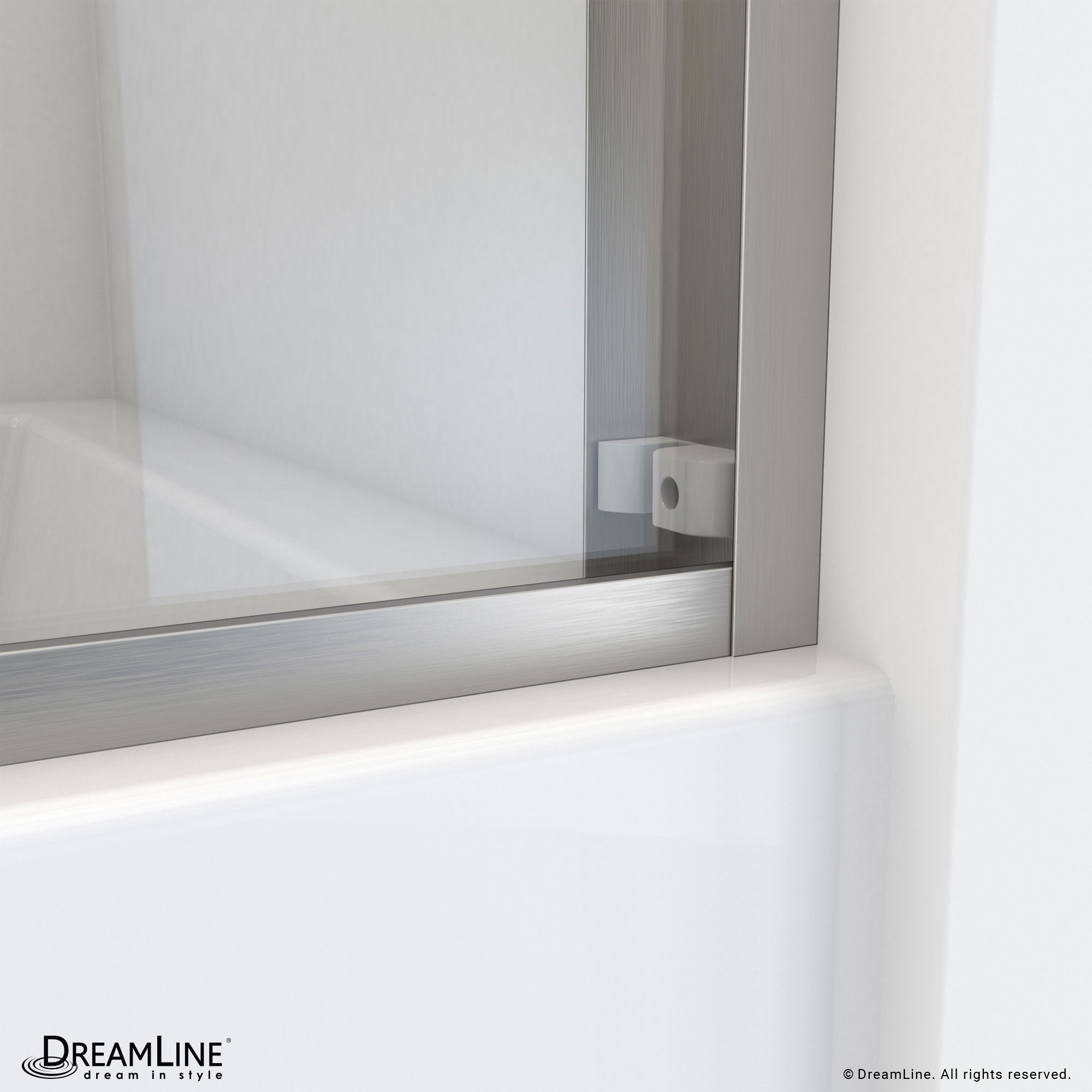 DreamLine Essence-H 56-60 in. W x 60 in. H Semi-Frameless Bypass Tub Door in Brushed Nickel